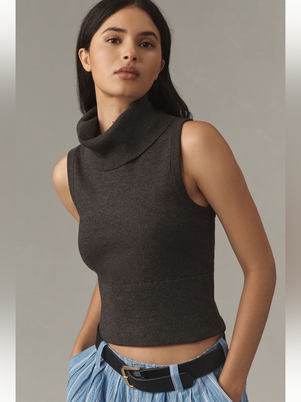 PILCRO ULTRA HIGH NECK SWEATER TANK